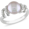 Sterling Silver Pink Pearl and Diamond Ring